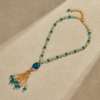 Elegant 18K gold-plated necklace pendant, retro luxury artificial gemstone design, suitable for daily wear and special occasions - 图片 4