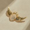 Copper plated 18K gold enamel semi-handmade brooch, gorgeous retro modern simple design, suitable for many occasions - 图片 16