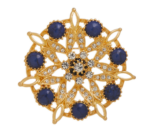 High-grade copper-plated 18K gold handmade brooch, decorated with enamel and semi-precious stones, perfect for banquets and daily life - 图片 11