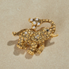 Copper plated 18K gold enamel semi-handmade brooch, gorgeous retro modern simple design, suitable for many occasions - 图片 4