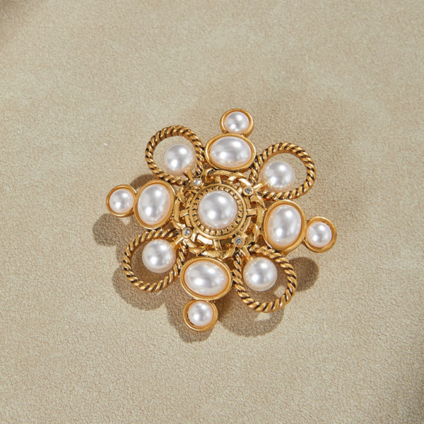 Exquisite vintage copper plated 18K gold brooch, enamel semi-precious stone inlay, fashionable and gorgeous, suitable for many occasions - 图片 7