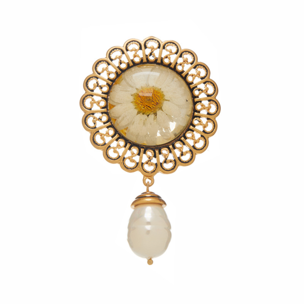 Gorgeous handmade brooch, copper plated with 18K gold and enamel semi-precious stones, a perfect fusion of retro and modern - 图片 2