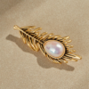 Copper plated 18K gold enamel semi-handmade brooch, gorgeous retro modern simple design, suitable for many occasions - 图片 5