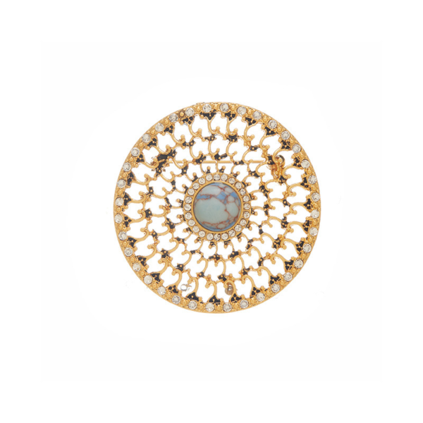 Gorgeous handmade brooch, copper plated with 18K gold and enamel semi-precious stones, a perfect fusion of retro and modern - 图片 6