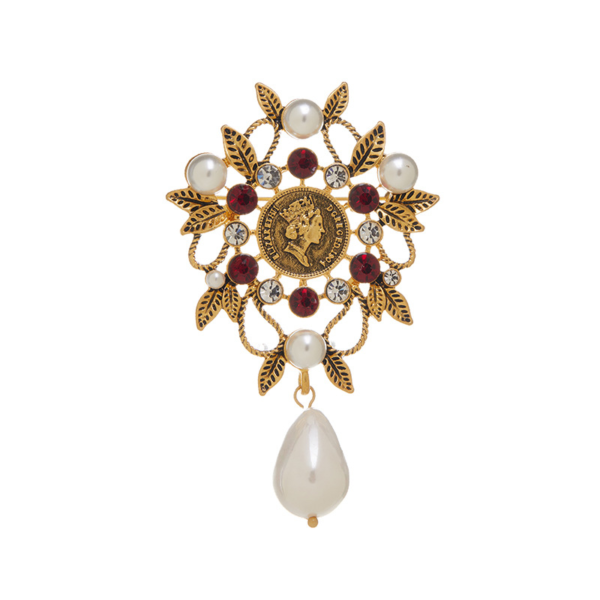 Gorgeous handmade brooch, copper plated with 18K gold and enamel semi-precious stones, a perfect fusion of retro and modern - 图片 14