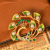 18K gold-plated copper semi-precious stone enamel brooch, exquisite retro modern design, suitable for parties and daily wear - 图片 11
