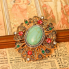 18K gold-plated copper semi-precious stone enamel brooch, exquisite retro modern design, suitable for parties and daily wear - 图片 10