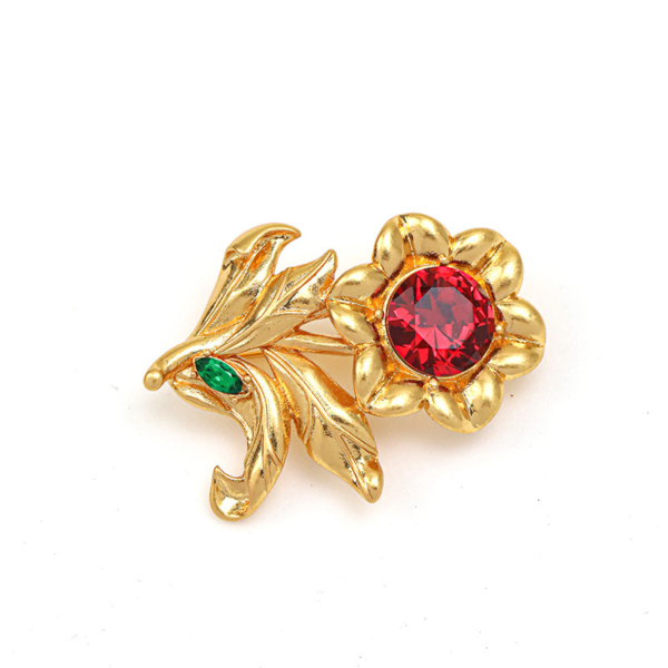 Copper plated 18K gold enamel semi-precious stone brooch, exquisitely handmade, suitable for all occasions - 图片 7